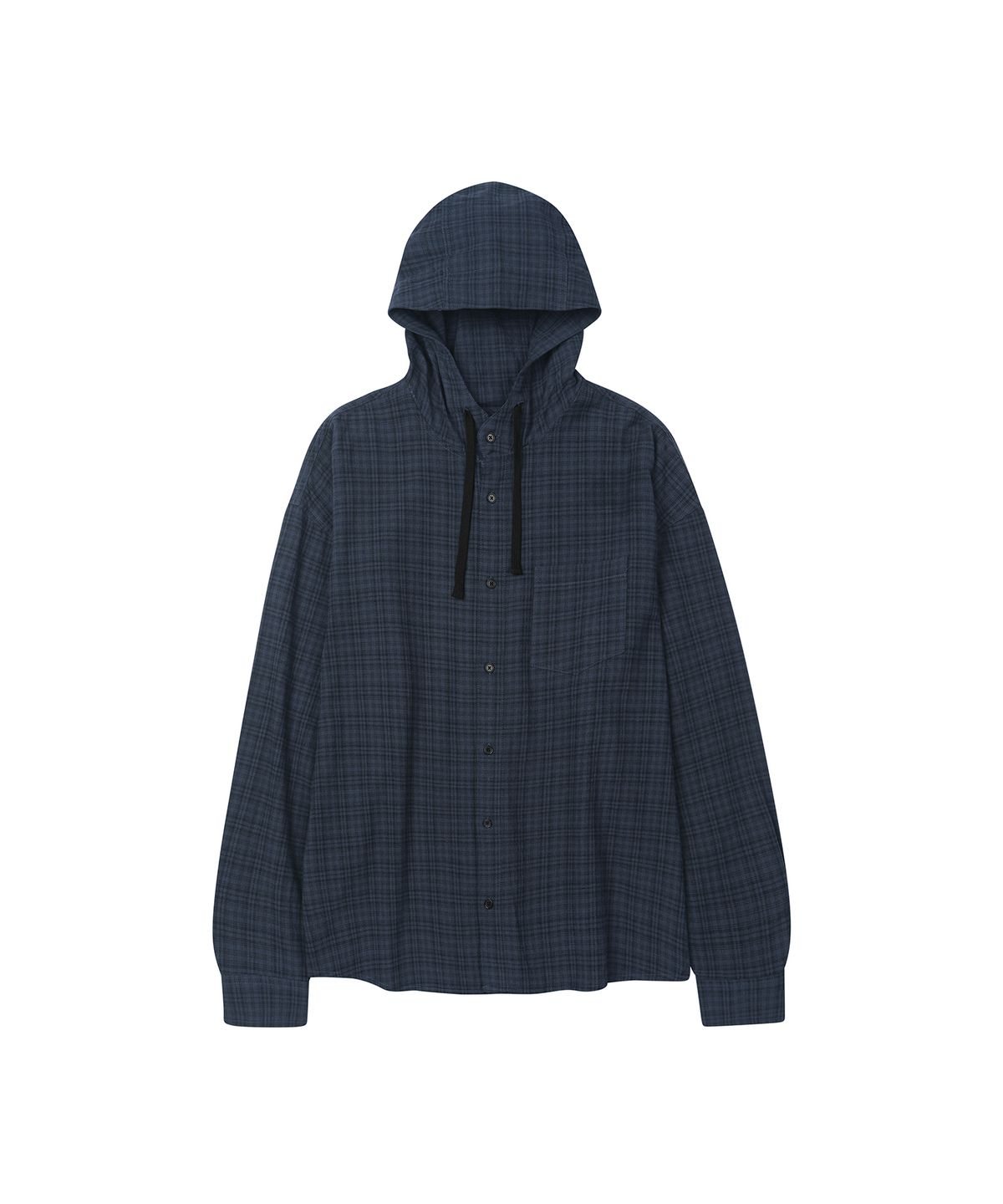 세컨모놀로그(SECONDMONO) Check Hooded Shirt [NAVY]_SESH012NAVY