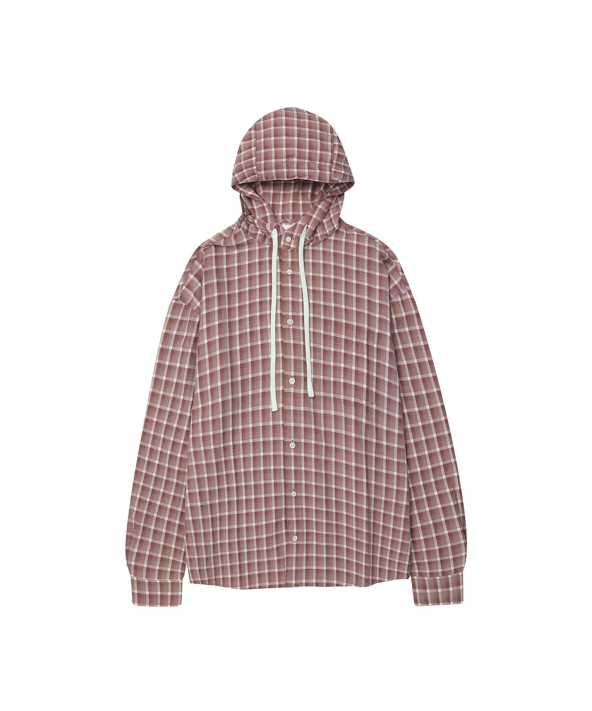 세컨모놀로그(SECONDMONO) Check Hooded Shirt [BRICKRED]_SESH012BRICKRED