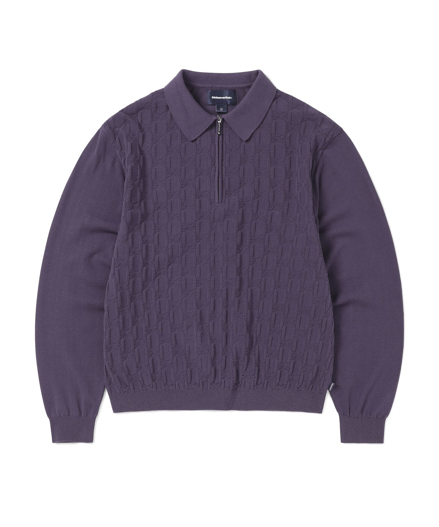 MUSINSA公式 | thisisneverthat Cable Knit Zip Polo Violet