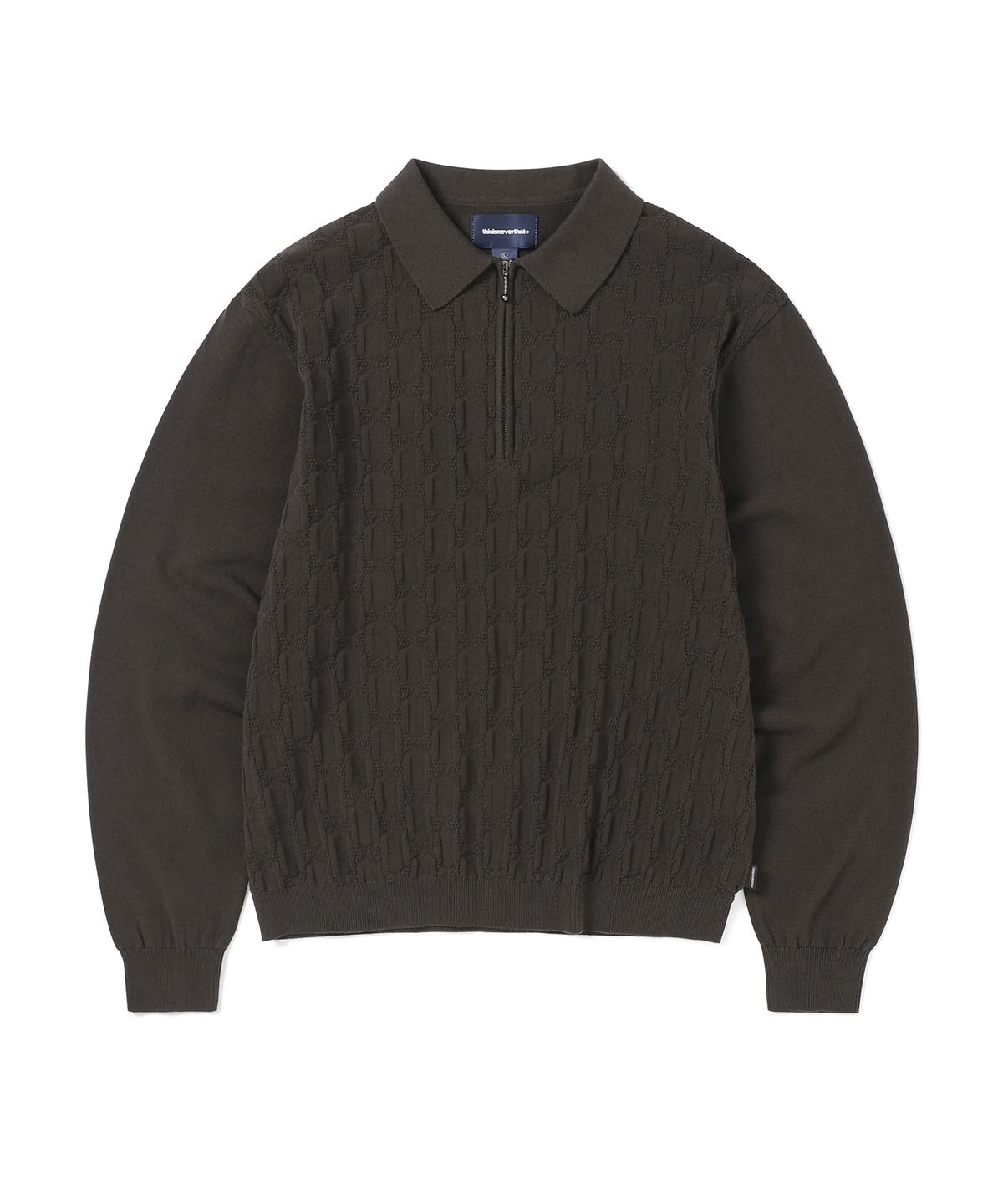 디스이즈네버댓(THISISNEVERTHAT) Cable Knit Zip Polo Brown