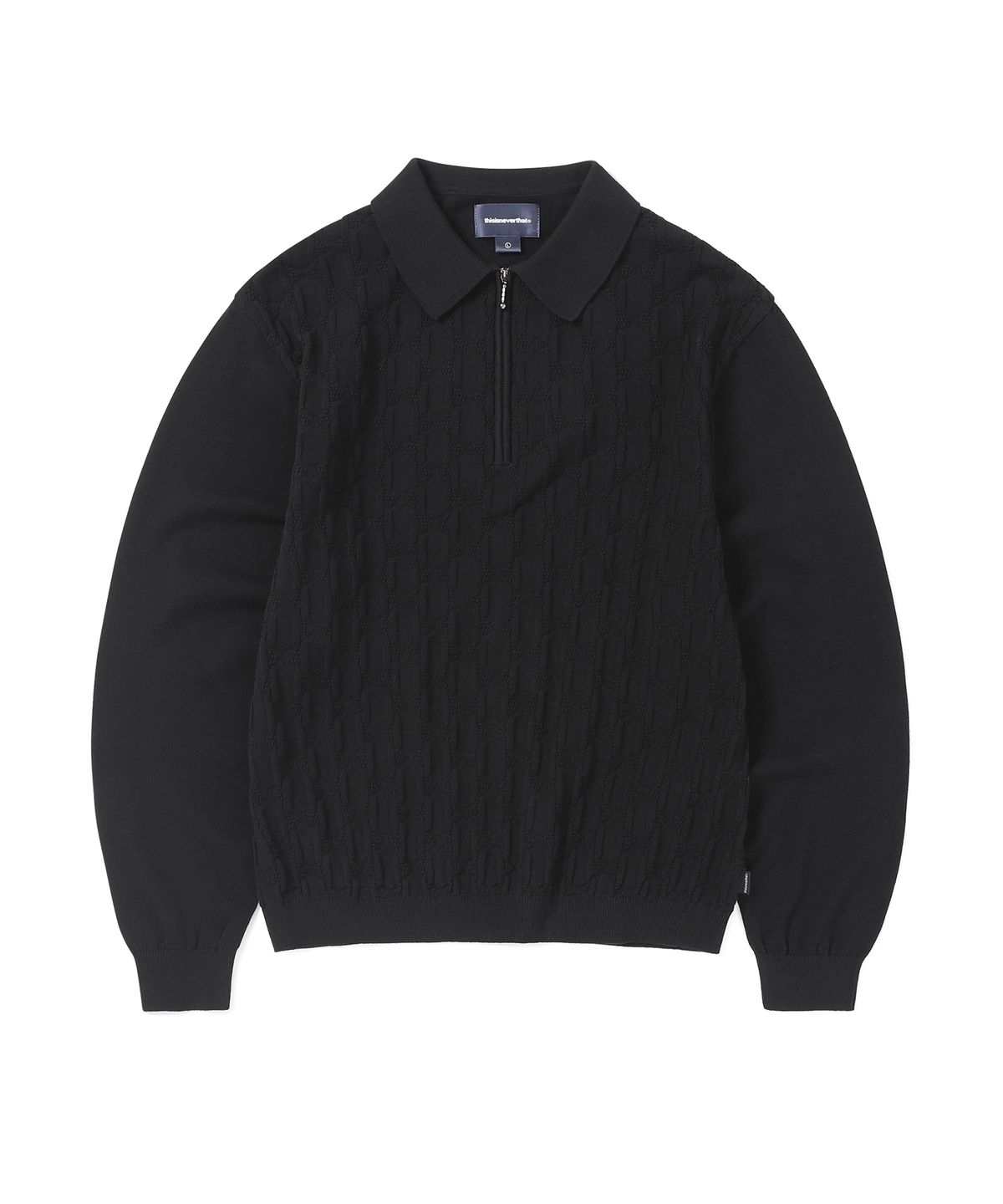 디스이즈네버댓(THISISNEVERTHAT) Cable Knit Zip Polo Black