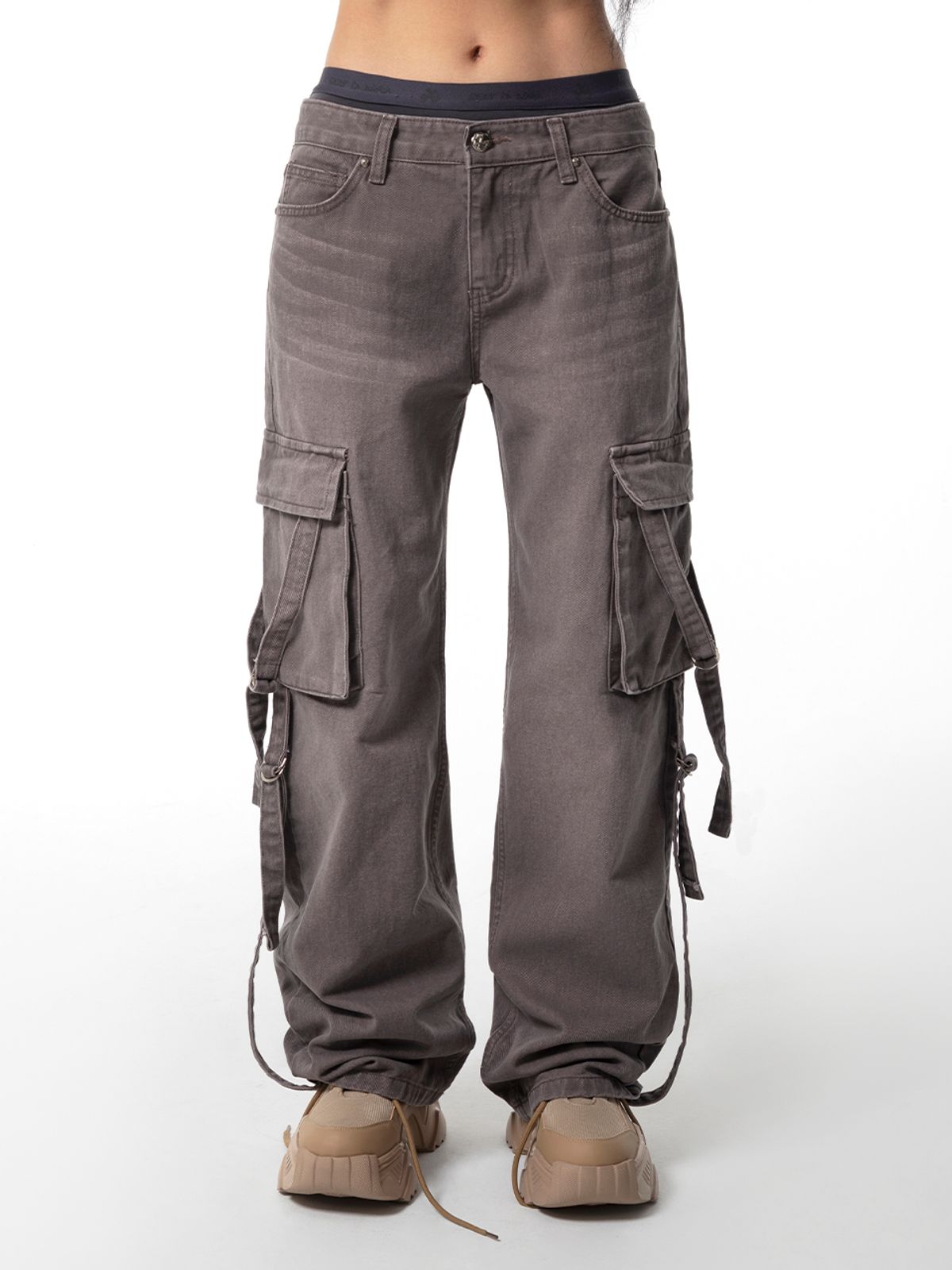 와이이이엘(YEEL) WASHING STRAP LOW-RISE DENIM PANTS DUST PINK