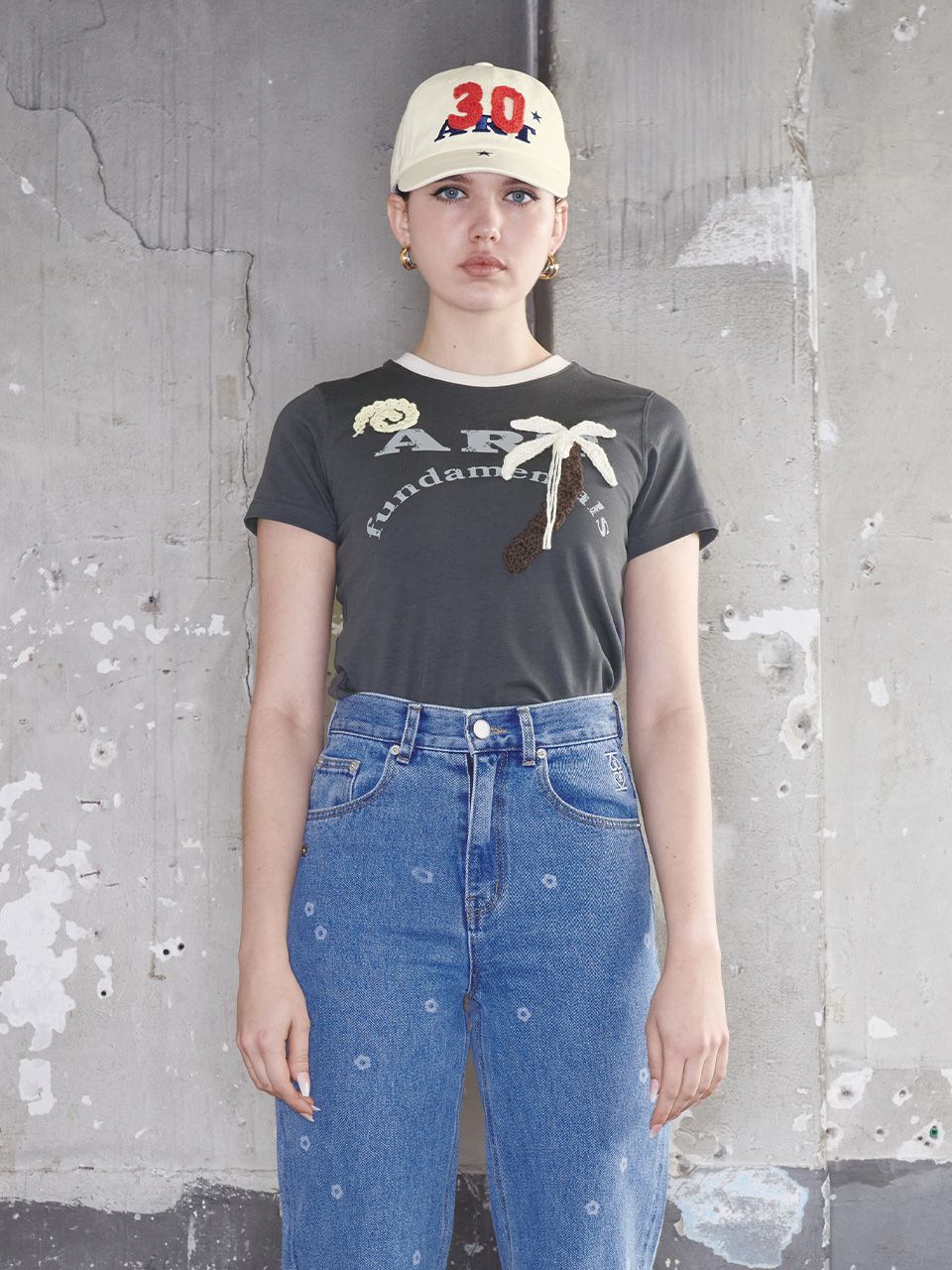 MUSINSA | KIJUN Art School Crochet T-Shirt Charcoal