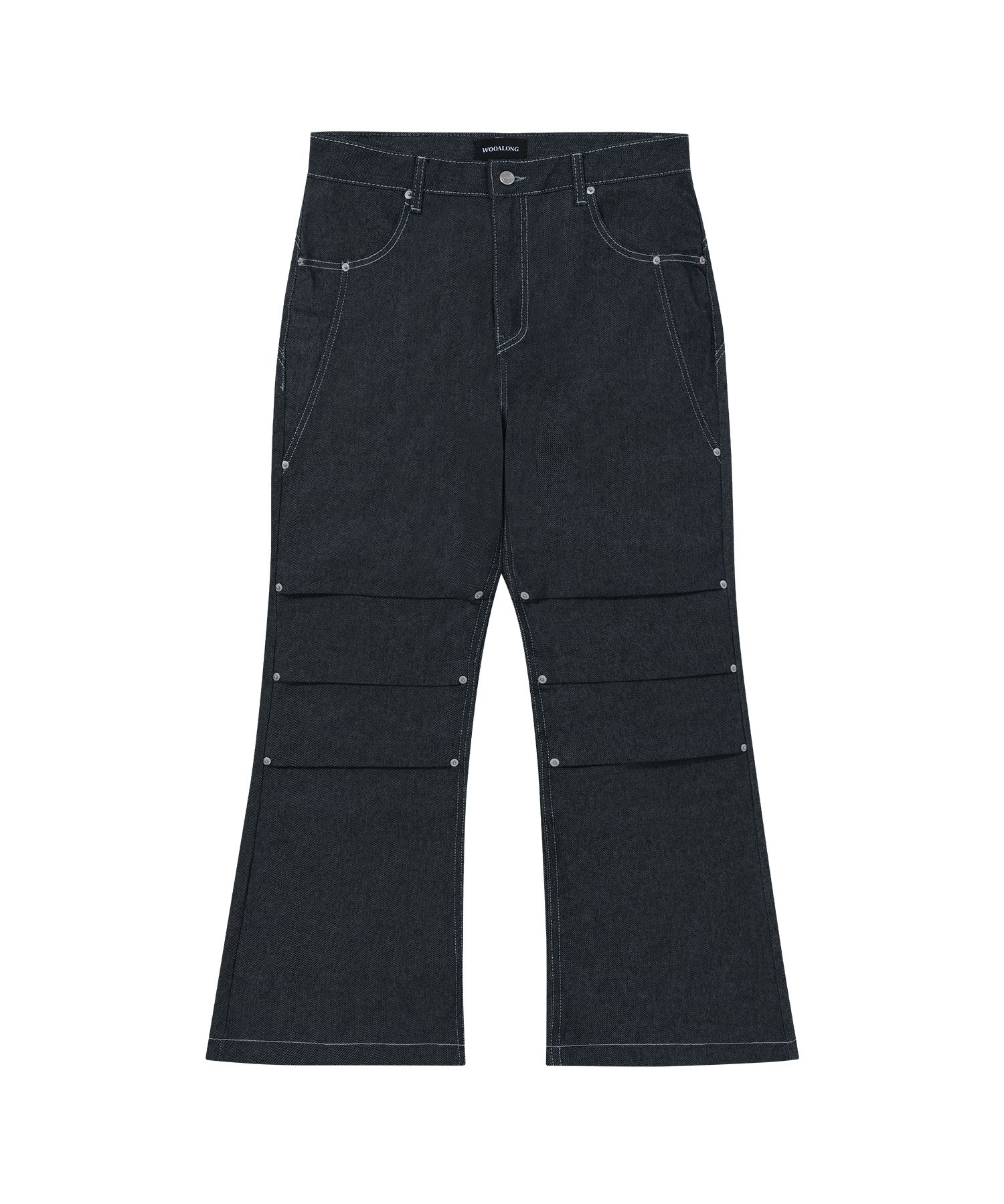 【WOOALONG】 ★レディース★Curve stitch Non-fade Denim Pants MUSINSA | WOOALONG Non-fade curve stitch denim pants - INDIGO