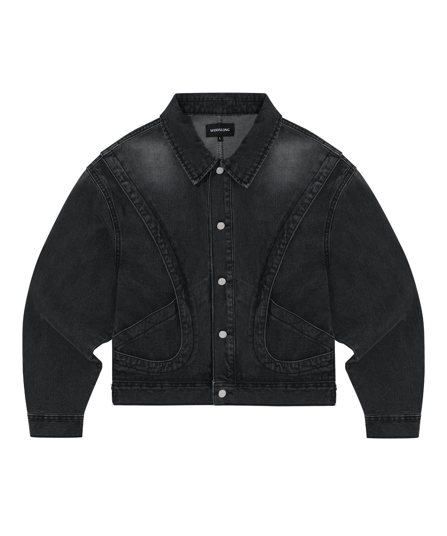 ジャケット WOOALONG Washing curve pocket denim jacket GREY WL241DJK01U MUSINSA公式 | WOOALONG Washing curve pocket denim jacket - GRAY