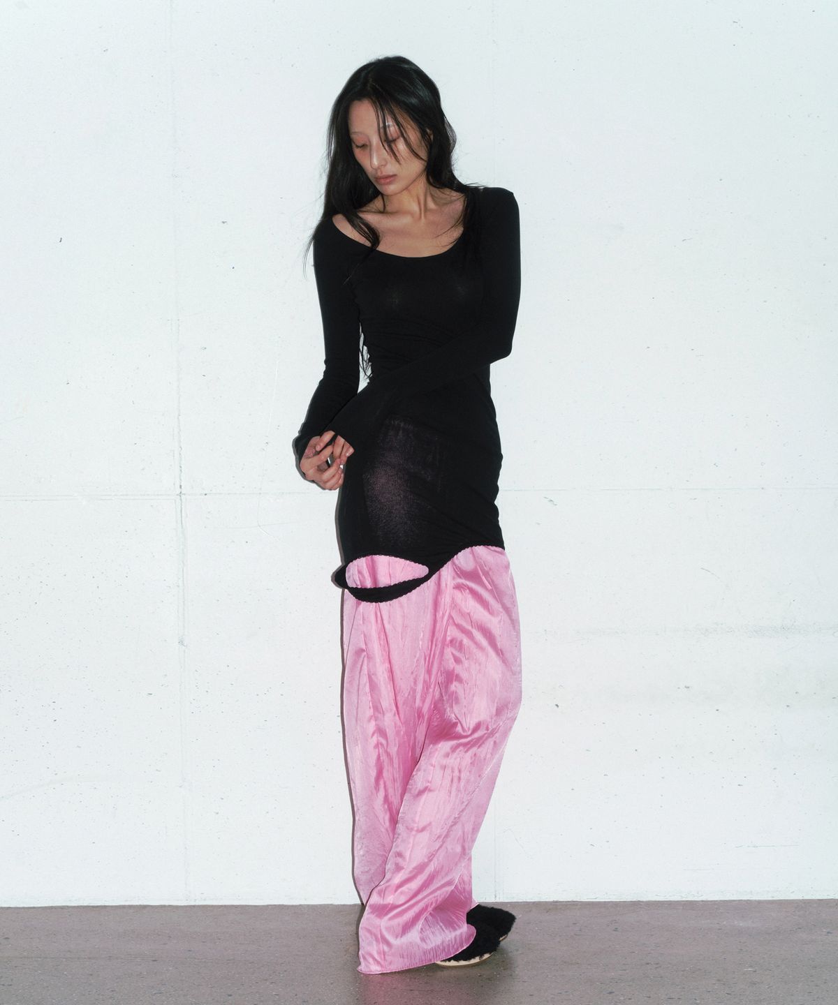 에스이오(s/e/o) DOUBLE LAYERED LACE TOP_BLACK