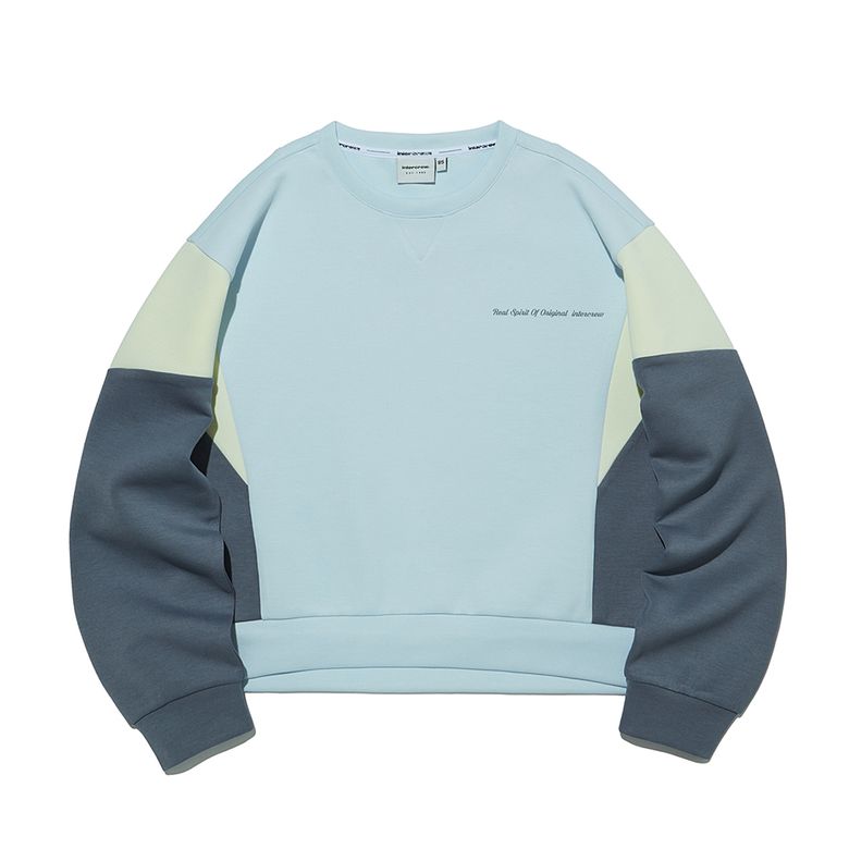 [24SS] 우먼스 시밀러 블록 크롭 맨투맨 S블루 ITY1TM56ASB