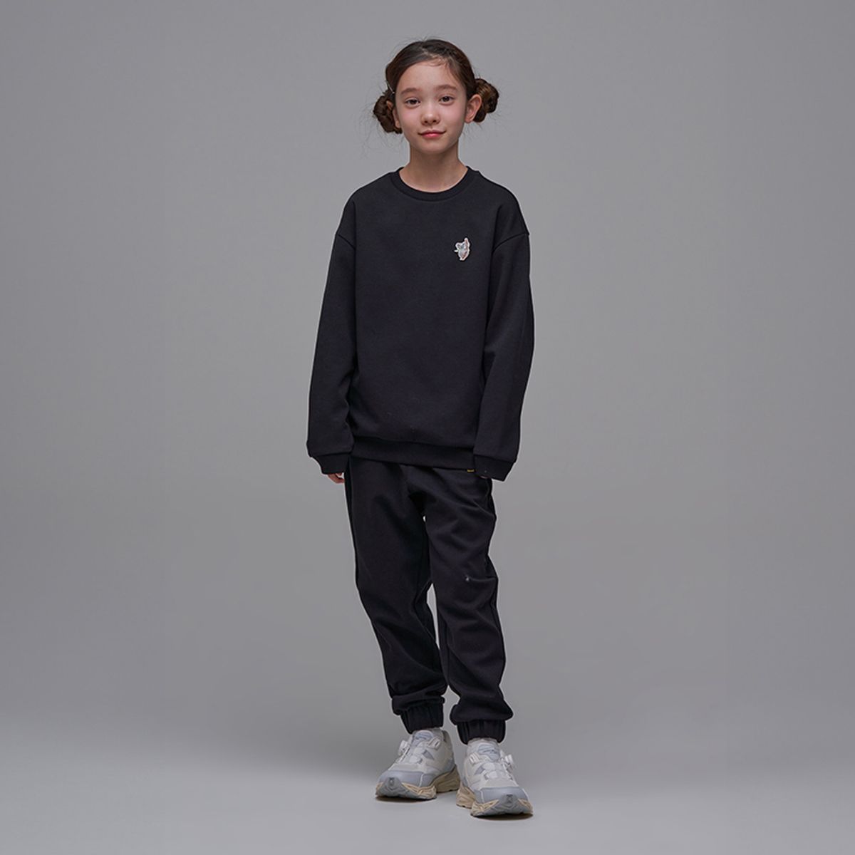 내셔널지오그래픽 키즈(NATIONAL GEOGRAPHIC KIDS) K241UPB910 동물와펜 맨투맨 SET CARBONBLACK