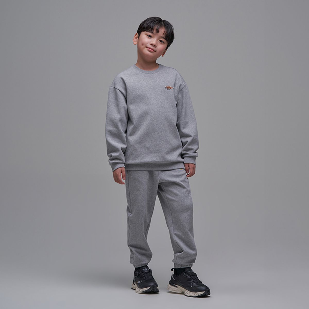 내셔널지오그래픽 키즈(NATIONAL GEOGRAPHIC KIDS) K241UPB910 동물와펜 맨투맨 SET MGREY