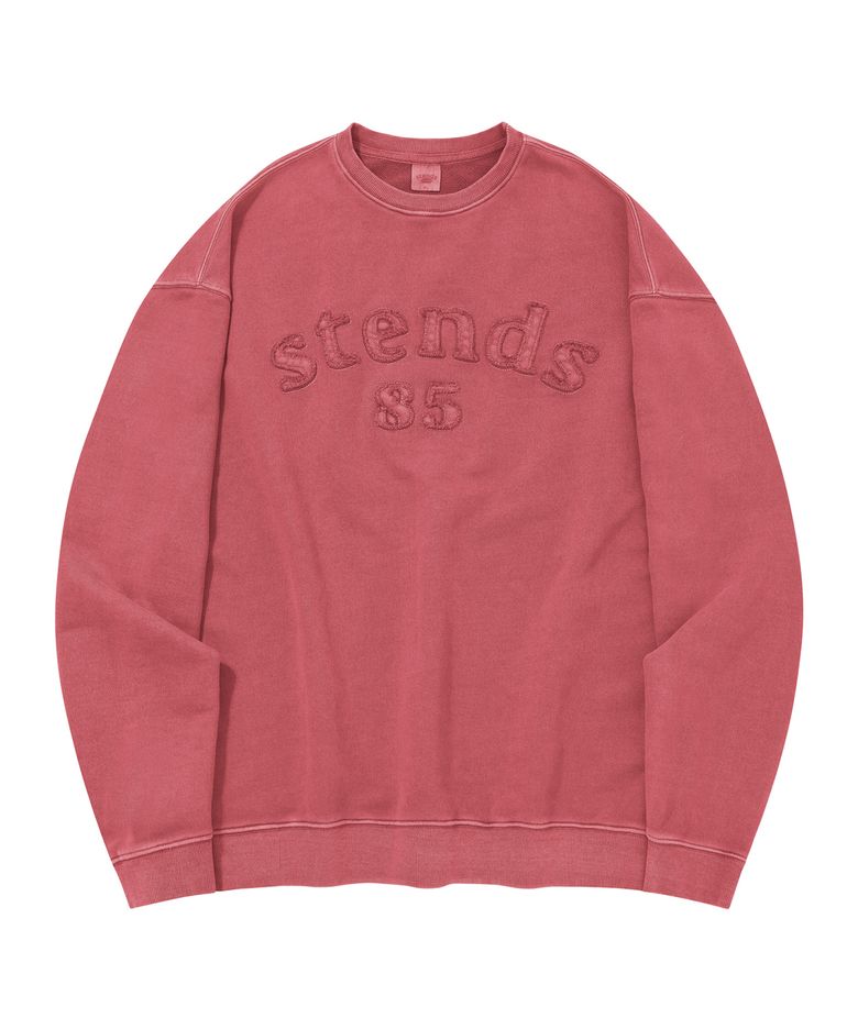 [M~4XL] 피그먼트 아치 로고 크루넥_핑크