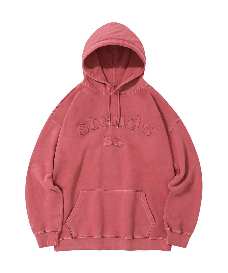[M~4XL] 피그먼트 아치 로고 후디_핑크