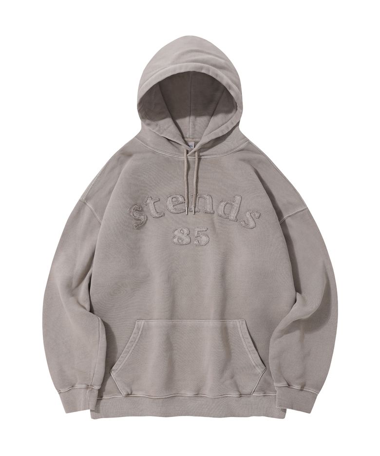 [M~4XL] 피그먼트 아치 로고 후디_베이지