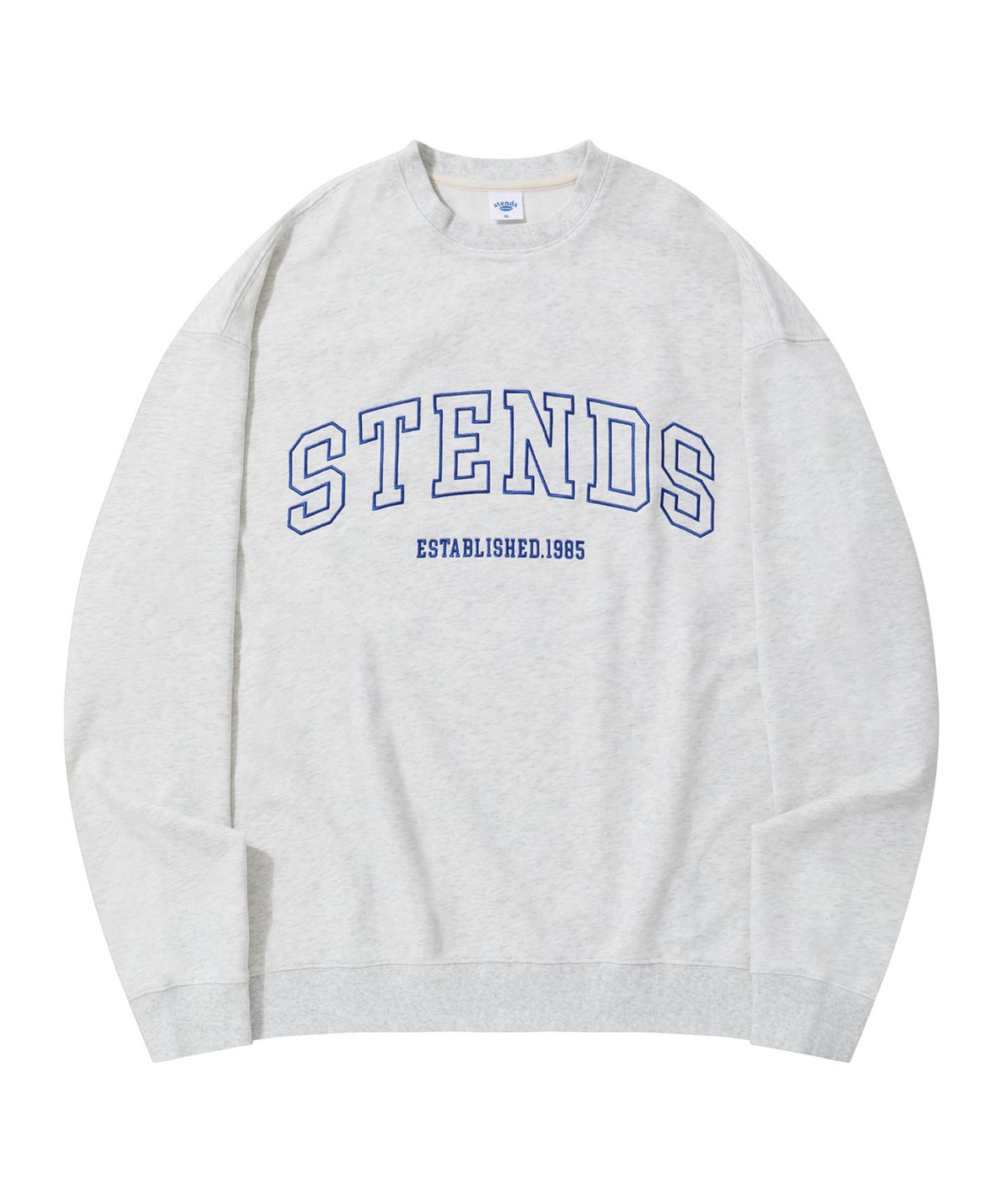 스탠즈(STENDS) [M~4XL] 오리지널 스트로크 로고 크루넥_멜란지 그레이