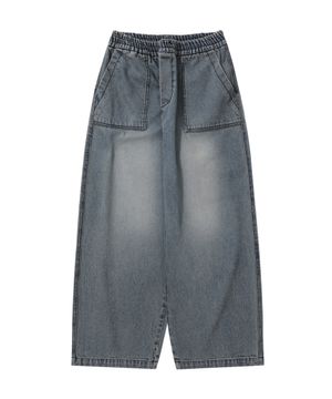 [M~4XL] 퍼티그 밴딩 데님 팬츠_블루