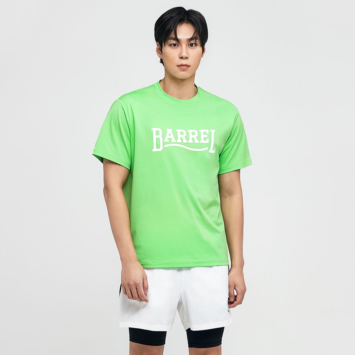 배럴(BARREL) 맨 로맨틱모션 바시티 반팔 래쉬가드 라이트그린 (B4SMWRG105LGR)