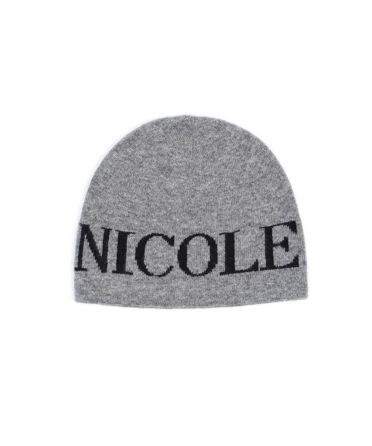 닉앤니콜(NICK&NICOLE) CASHMERE LETTERING JAQUARD BEANIE_GRAY