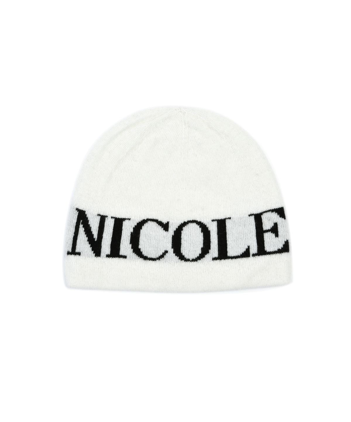 닉앤니콜(NICK&NICOLE) CASHMERE LETTERING JAQUARD BEANIE_IVORY