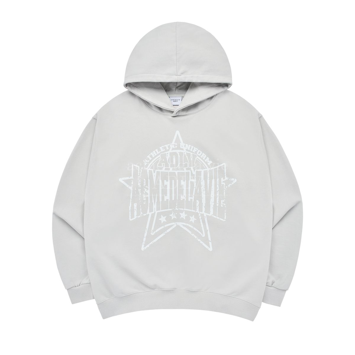 아크메드라비(ACME DE LA VIE) PREPPY LOGO CRACK PRINTING HOODIE GREY