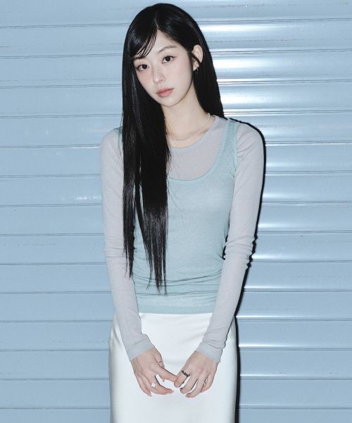 [SET] 사이드 셔링 레이어드 티셔츠 라이트그레이 MDTS067LGRAY source detail 14