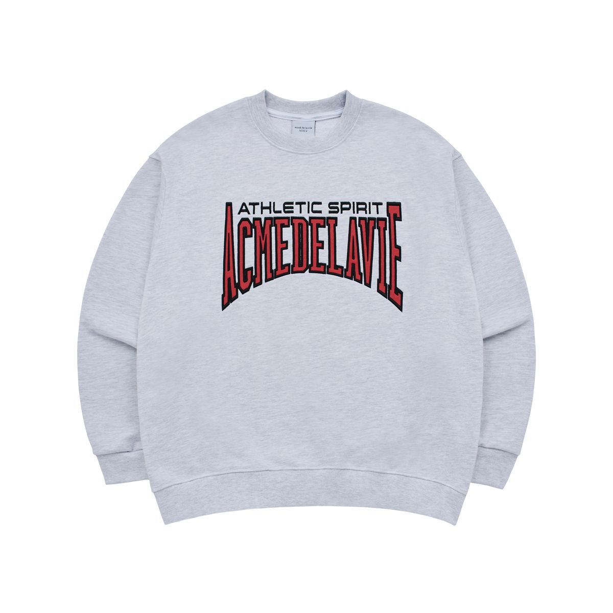 아크메드라비(ACME DE LA VIE) VARSITY LOGO EMBOSSING NEEDLEWORK SWEATSHIRT MELANGE