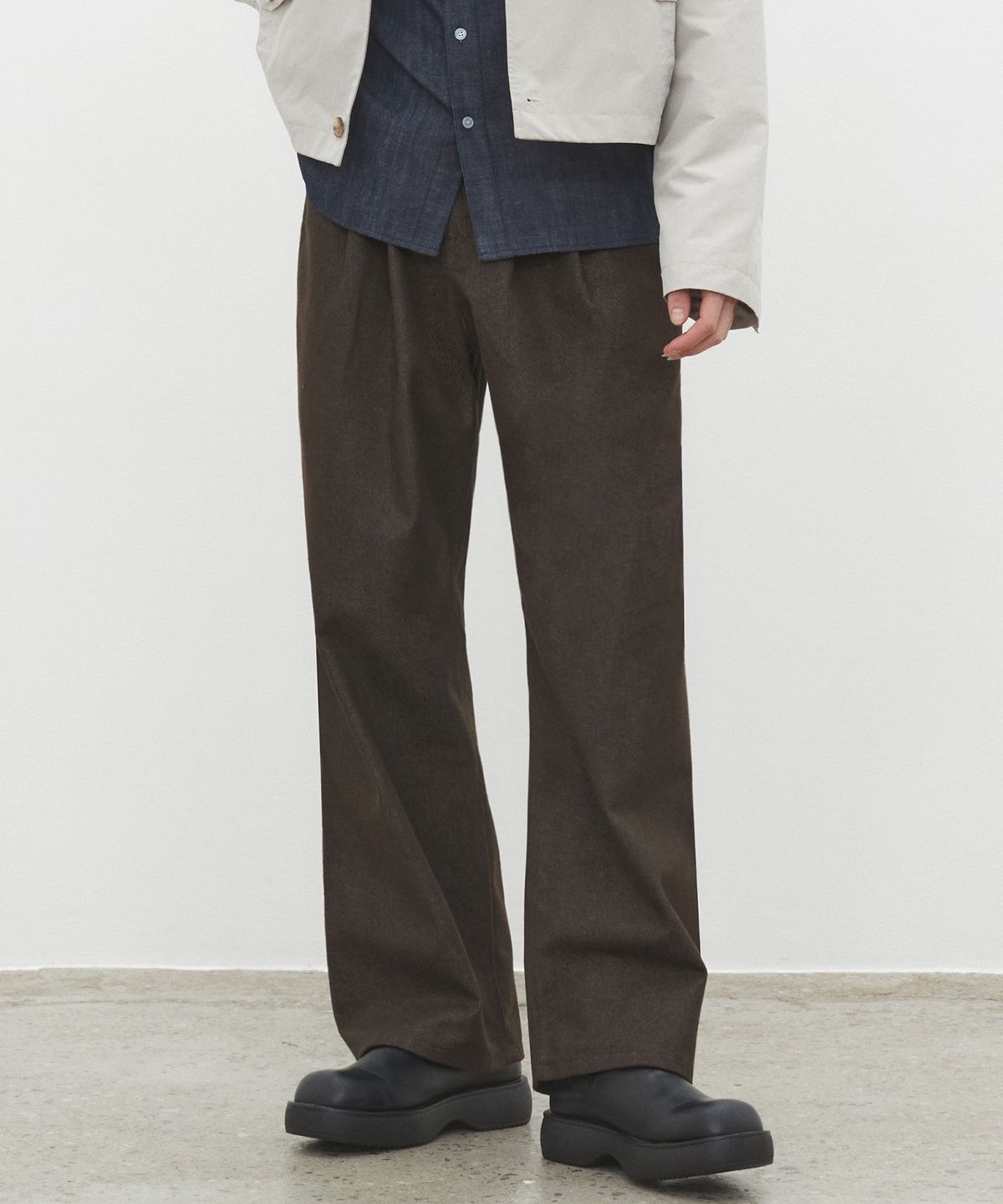 데케트(DECET) Dawn 2Pleats Wide Jeans DCPT007CPBrown