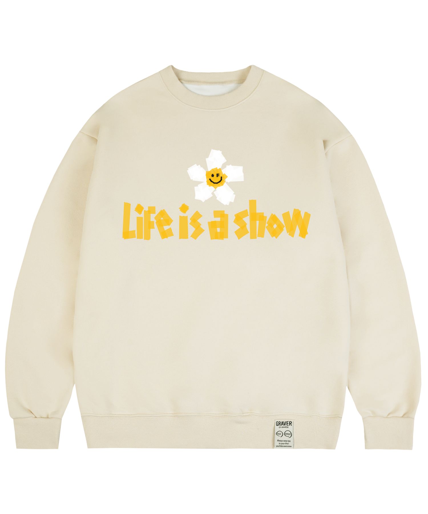 [GRAVER]★TAPE FLOWER SMILE SWEATSHIRT Designer fashion, Seoul-fully created | W Concept