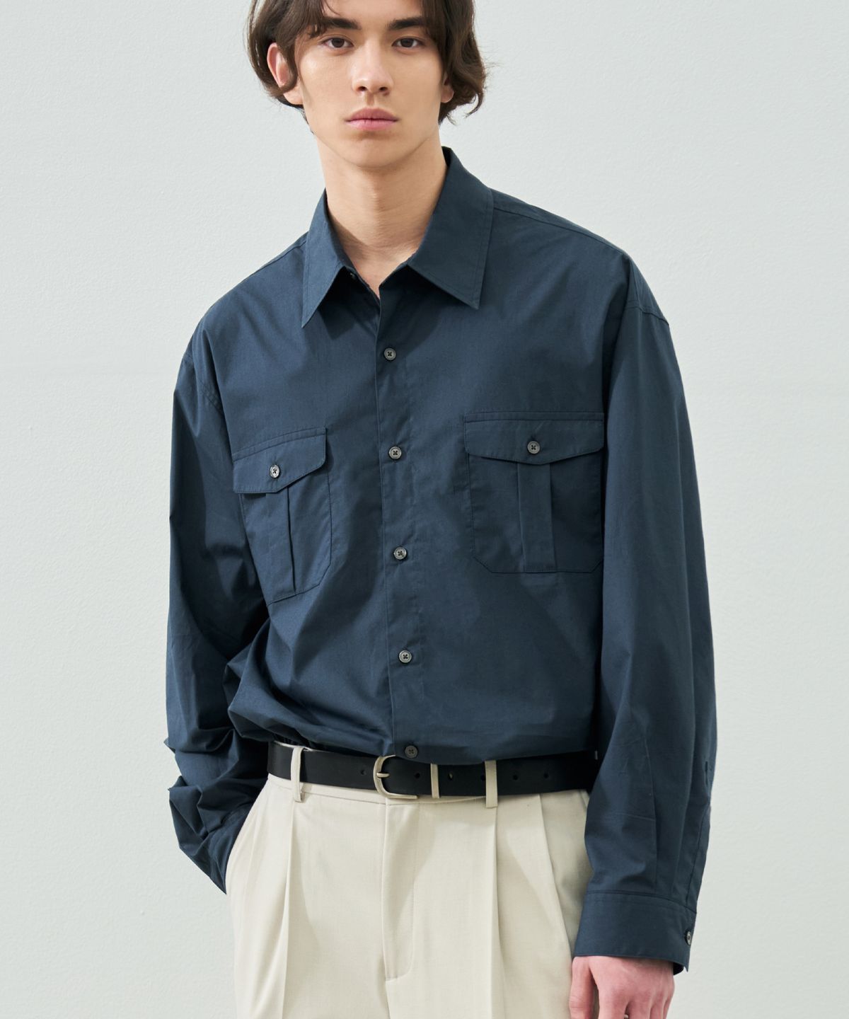 드로우핏(DRAW FIT) 페이퍼 코튼 알렉스 셔츠 [D.NAVY]