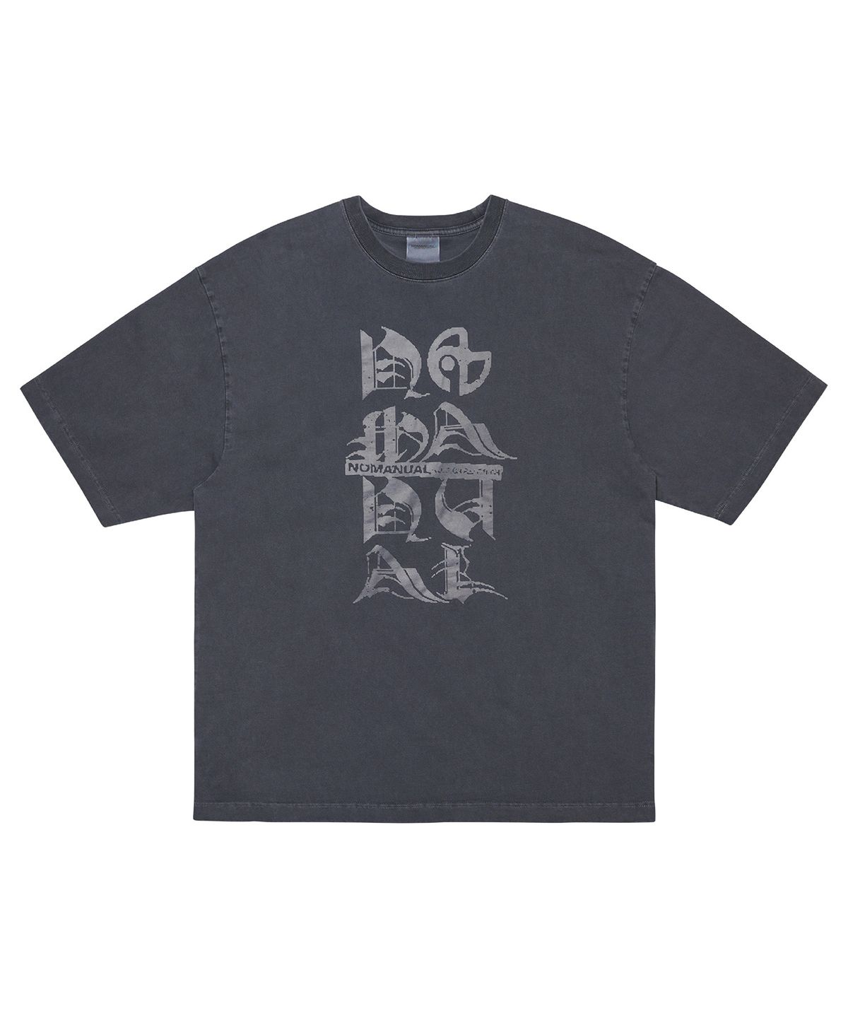 노매뉴얼(NOMANUAL) BLACK LETTER T-SHIRT - CHARCOAL