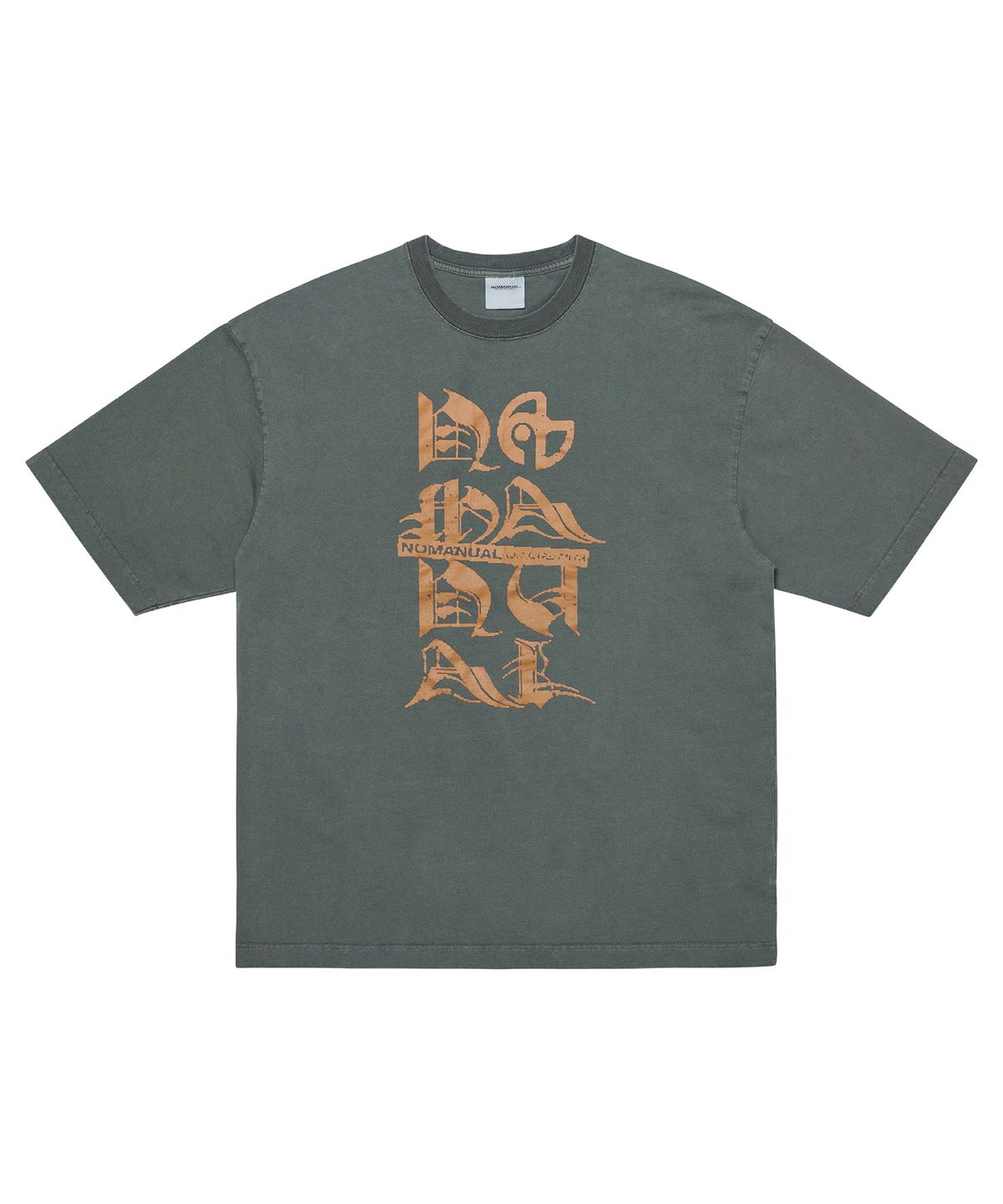 노매뉴얼(NOMANUAL) BLACK LETTER T-SHIRT - KHAKI