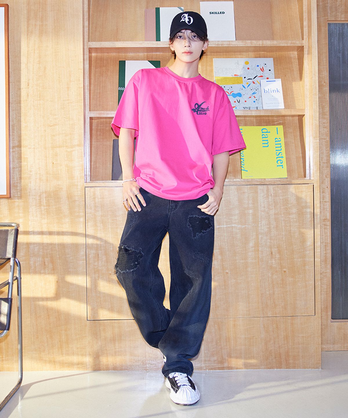 아크메드라비(ACME DE LA VIE) DESTROYED WASHING SPRAY DENIM PANTS BLACK