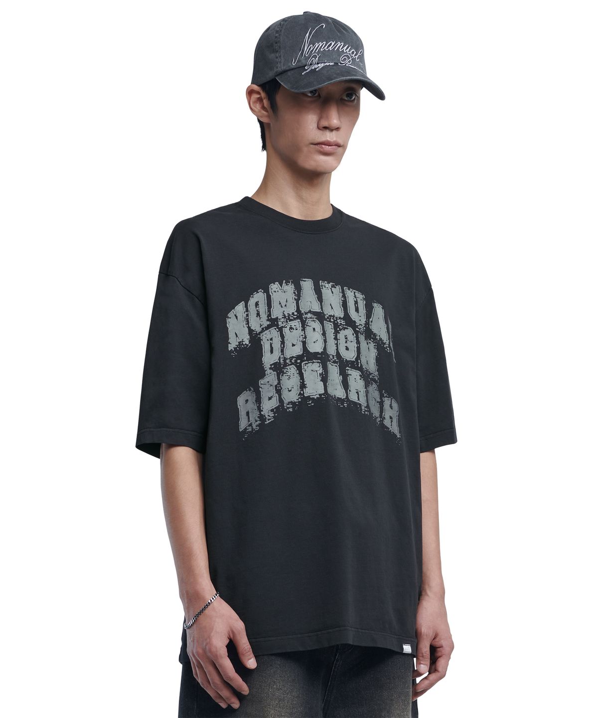 노매뉴얼(NOMANUAL) OVERDYED D.A.L T-SHIRT - WASHED BLACK