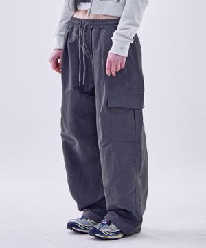 포켓 카고 나일론 투웨이 스트링 밴딩 팬츠 [차콜]