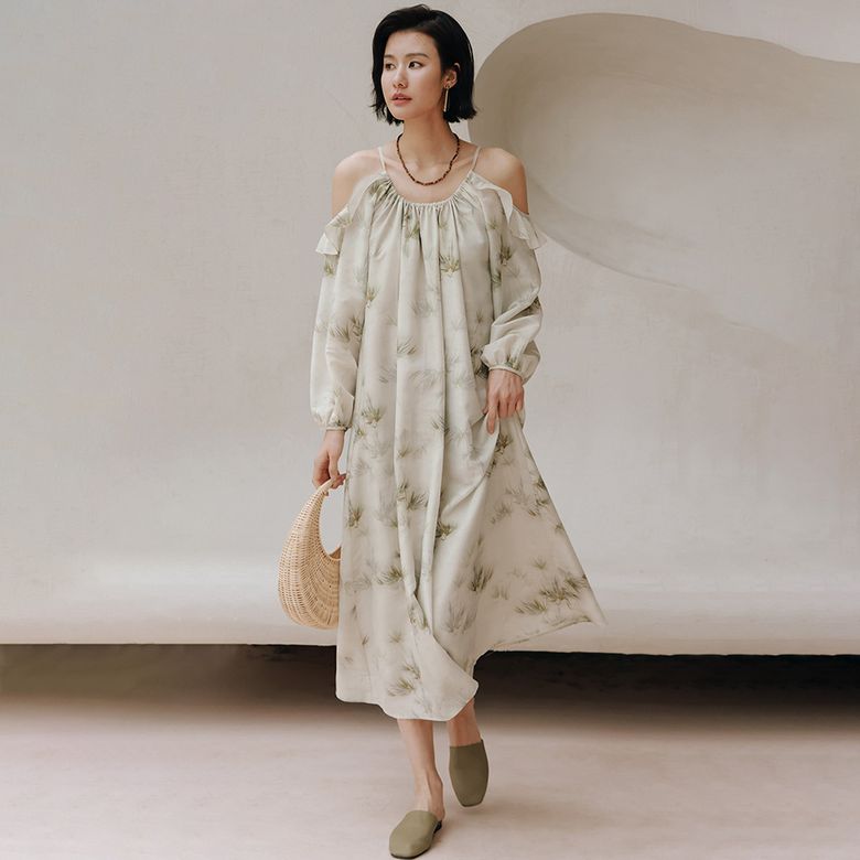 LS_Loose chiffon floral dress