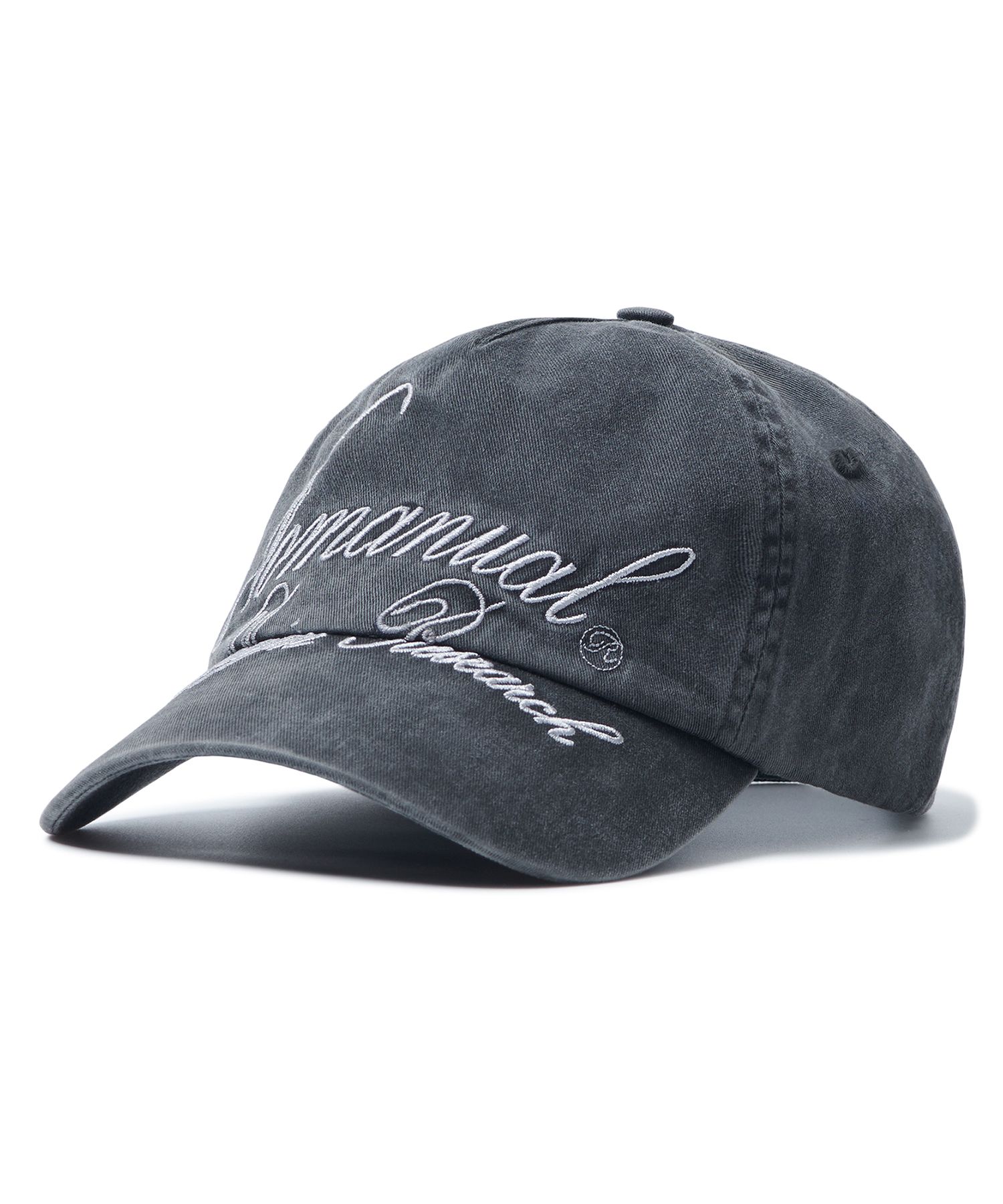キャップ NOMANUAL CURSIVE LOGO BALL CAP 4HA016 MUSINSA | NOMANUAL CURSIVE LOGO BALL CAP - WASHED CHARCOAL