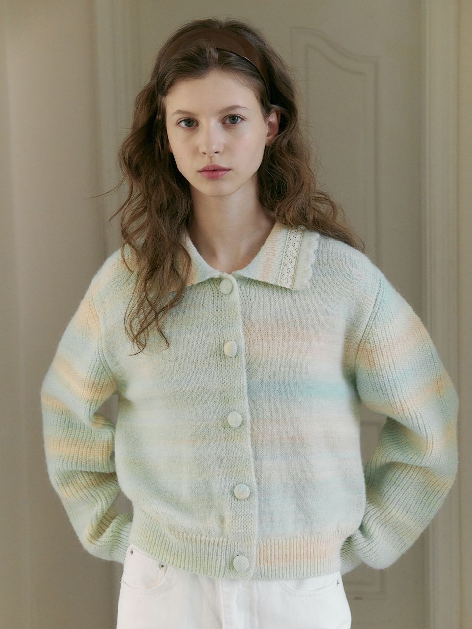 トップス Acka lace collar knit cardigan Acka lace collar knit cardigan