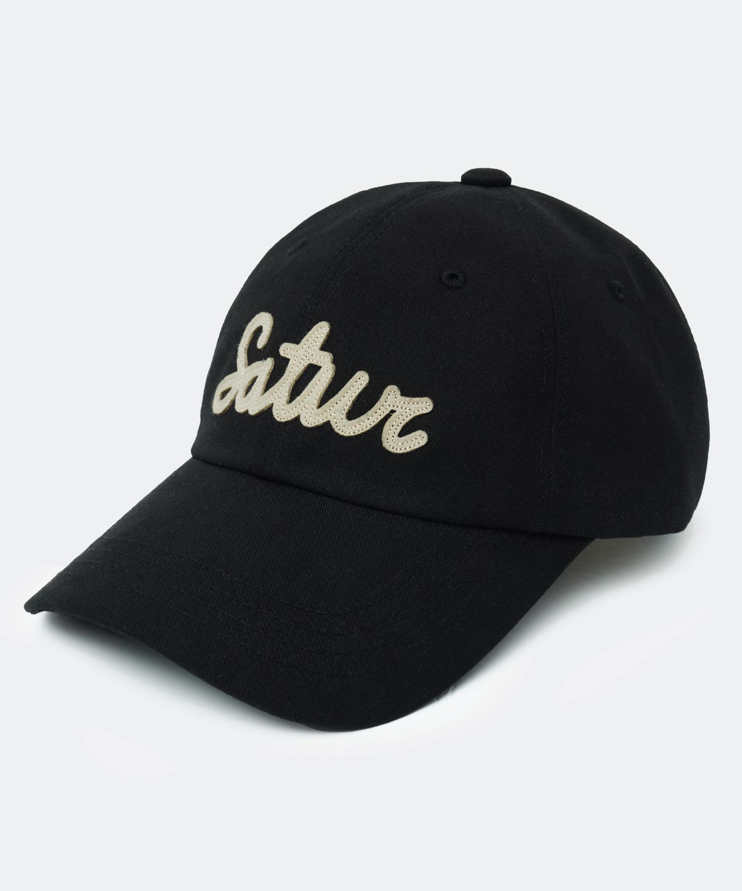 MUSINSA | SATUR Vintage Casual Applique Ball Cap Black