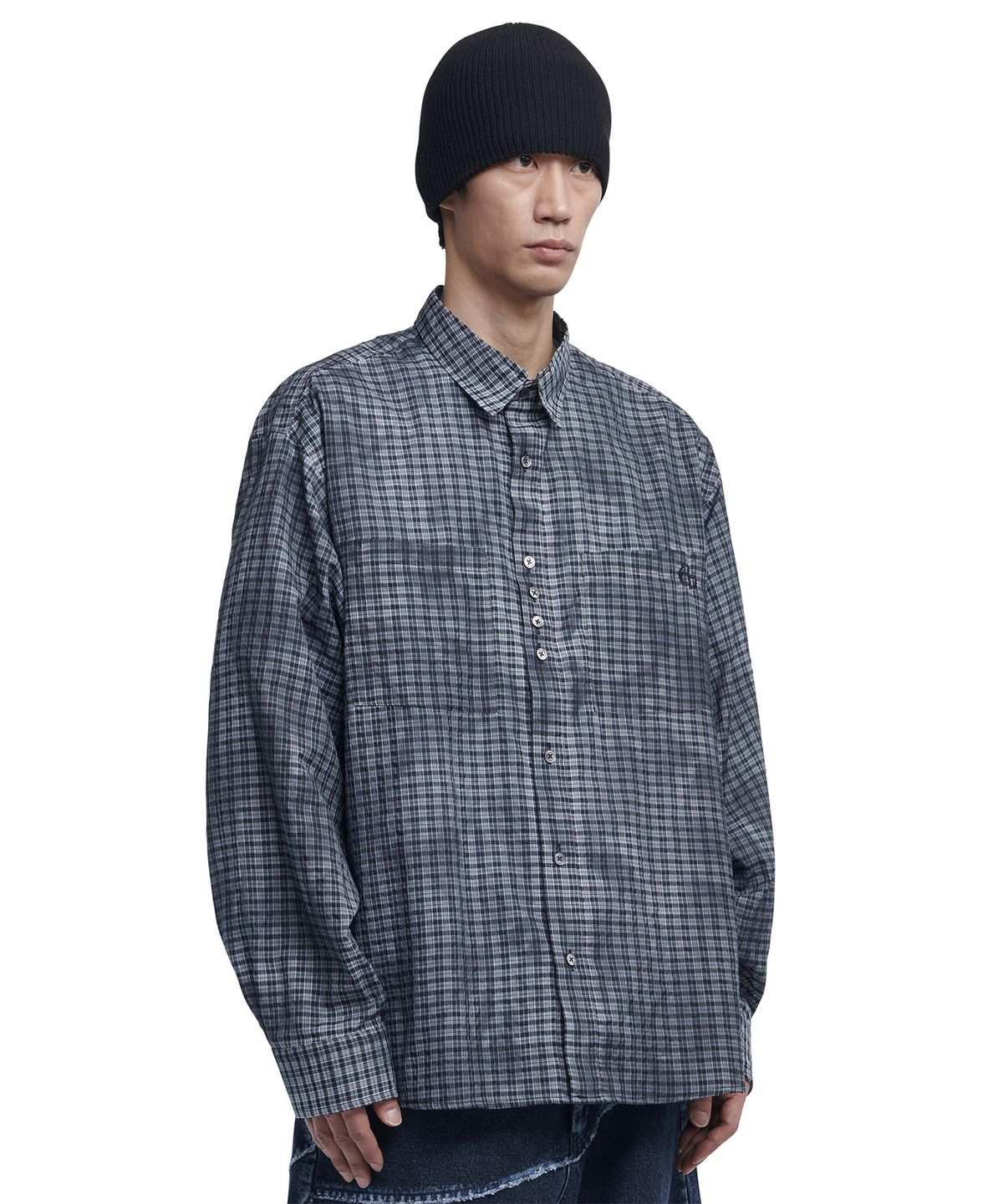 노매뉴얼(NOMANUAL) OVERDYED CHECK SHIRT - CHARCOAL