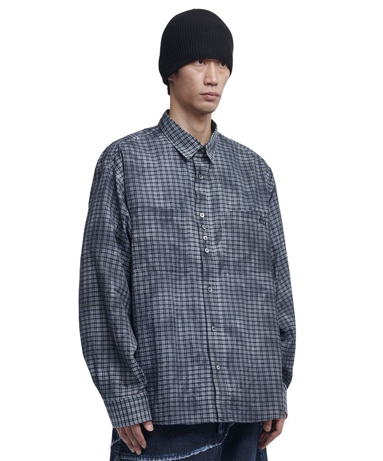 OVERDYED CHECK SHIRT - CHARCOAL