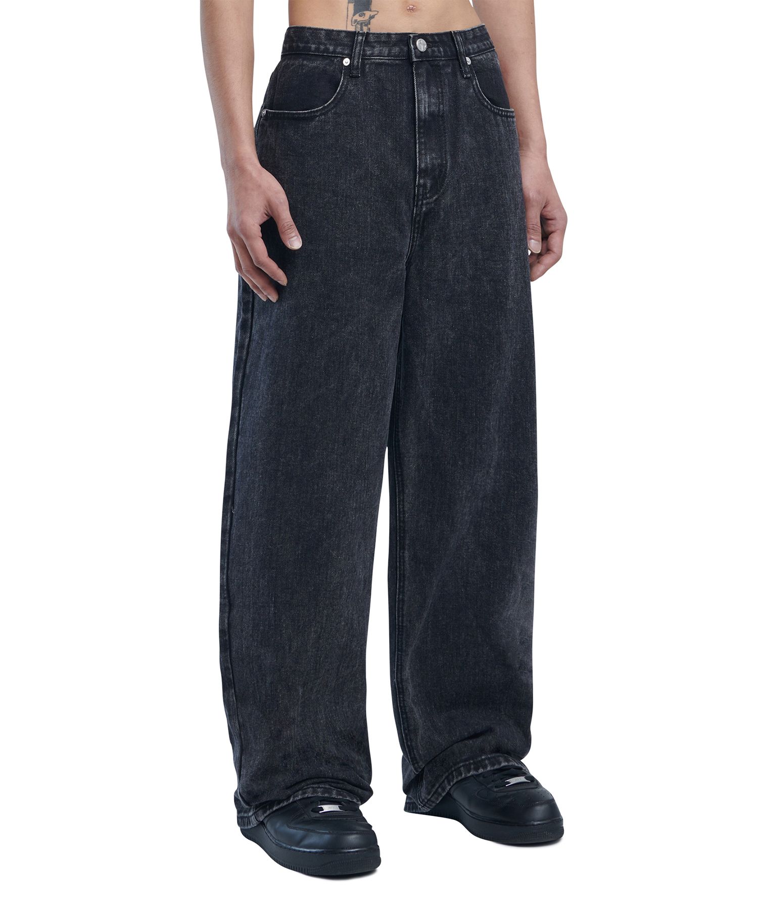 ★NOMANUAL★BACK SLOGAN DENIM PANTS MUSINSA | NOMANUAL SEMIWIDE DENIM PANTS - BLACK