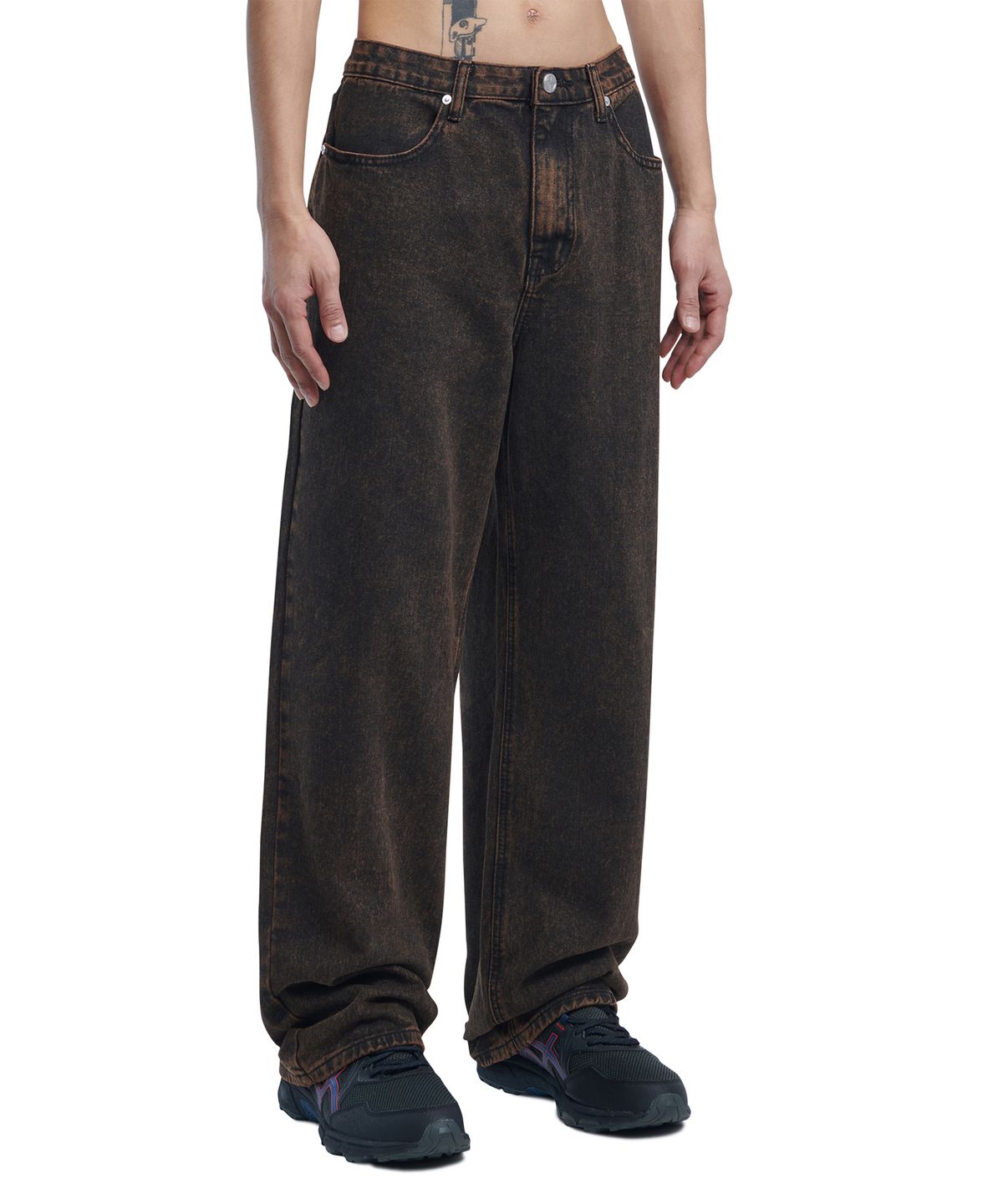 노매뉴얼(NOMANUAL) SEMIWIDE DENIM PANTS - DARK BROWN