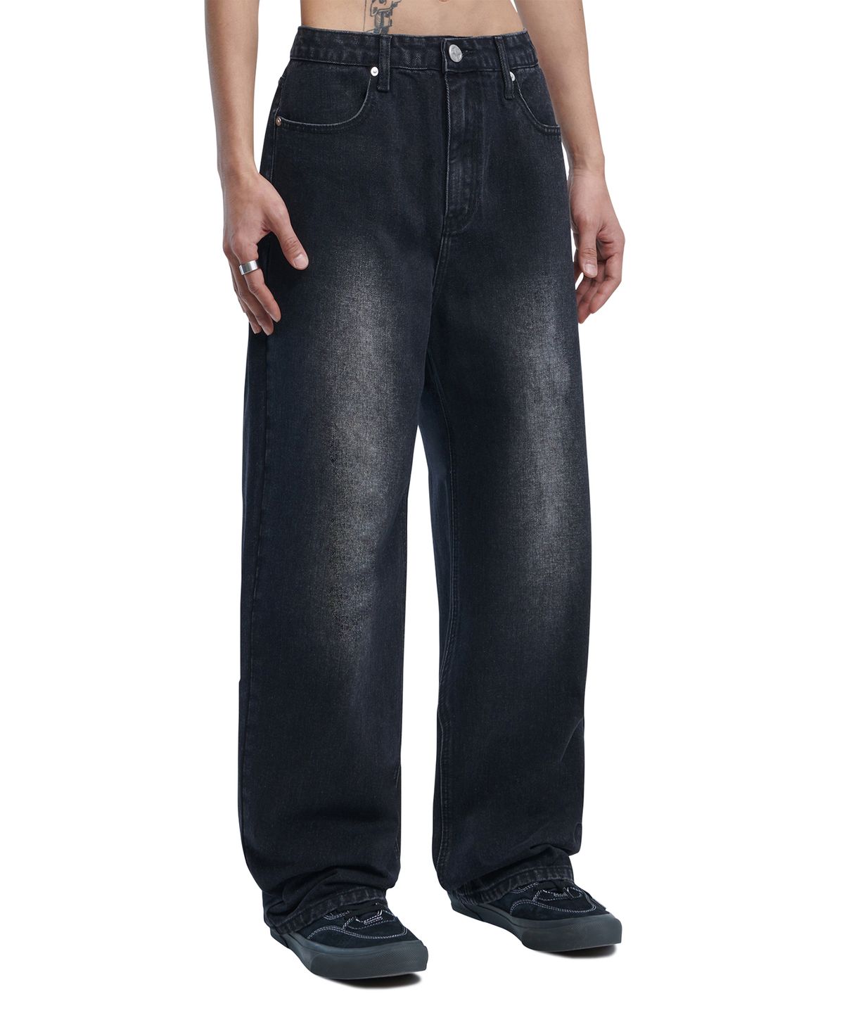 노매뉴얼(NOMANUAL) WASHED DENIM PANTS - BLACK