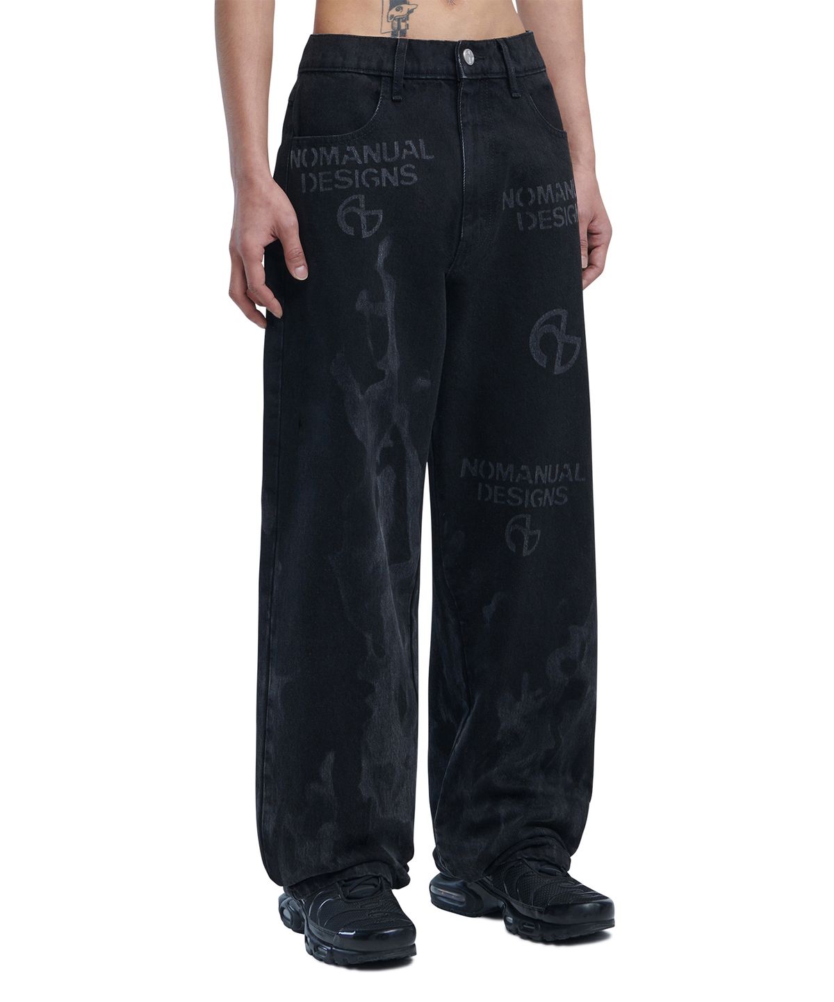 노매뉴얼(NOMANUAL) FLAME DENIM PANTS - WASHED BLACK