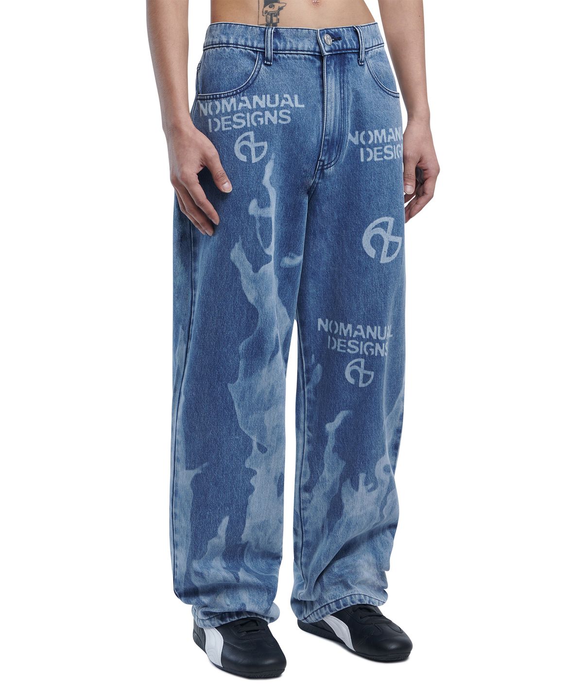 노매뉴얼(NOMANUAL) FLAME DENIM PANTS - WASHED BLUE