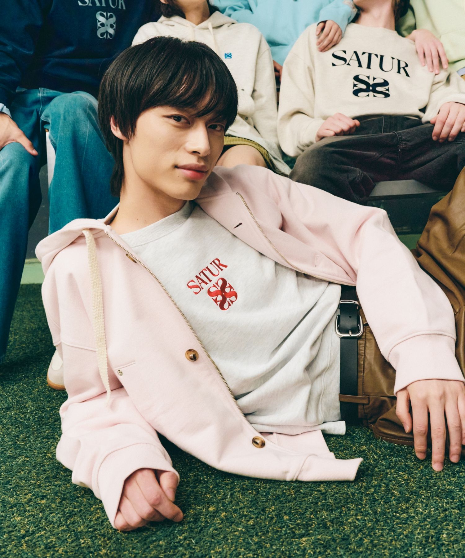 ◆SATUR◆ Theo Cotton All Day Hooded Zip Up Pale Pink SA241U ◎SATUR◎ Theo Cotton All Day Hooded Zip Up Pale Pink SA241U
