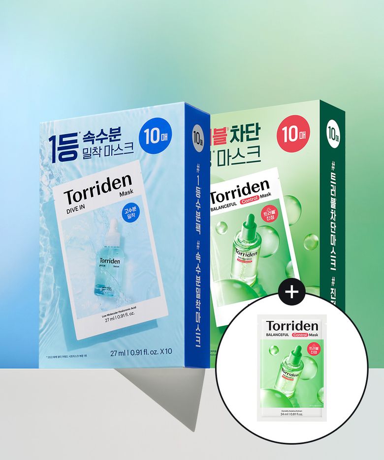[SET]다이브인 저분자 히알루론산 마스크 10매 + 밸런스풀 시카 컨트롤 마스크 10매 (+시카 컨트롤 마스크 1매)