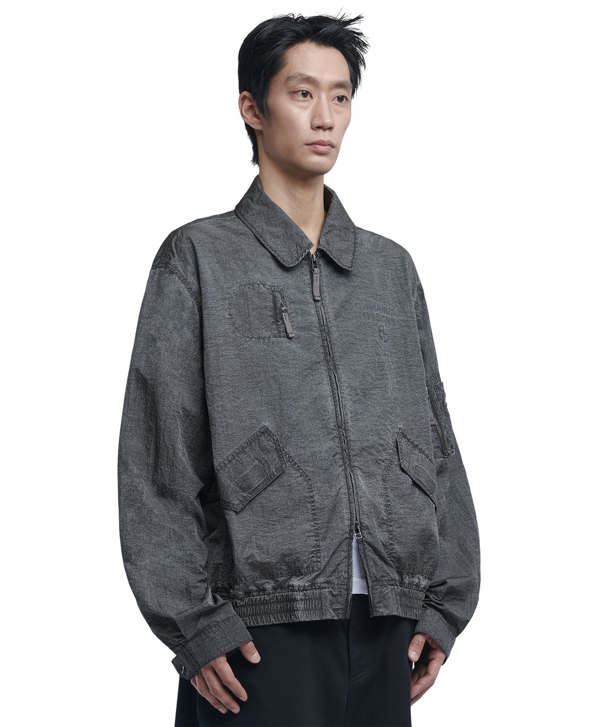 노매뉴얼(NOMANUAL) NYLON FLIGHT JACKET - CHARCOAL