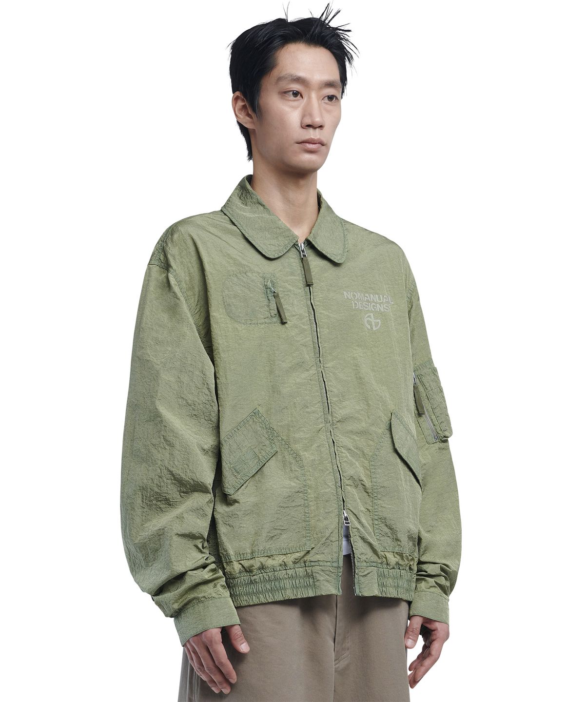노매뉴얼(NOMANUAL) NYLON FLIGHT JACKET - SAND KHAKI