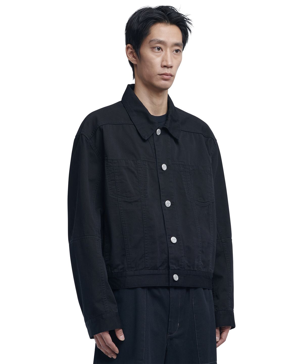 노매뉴얼(NOMANUAL) P.L STITCHED TRUCKER JACKET - BLACK