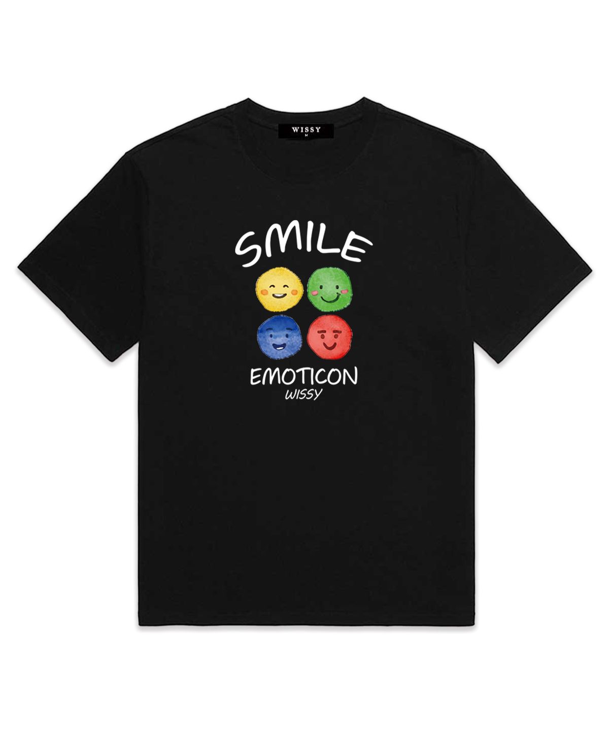 위씨(WISSY) Smile Emoticon 반팔티셔츠 (WS007) 블랙