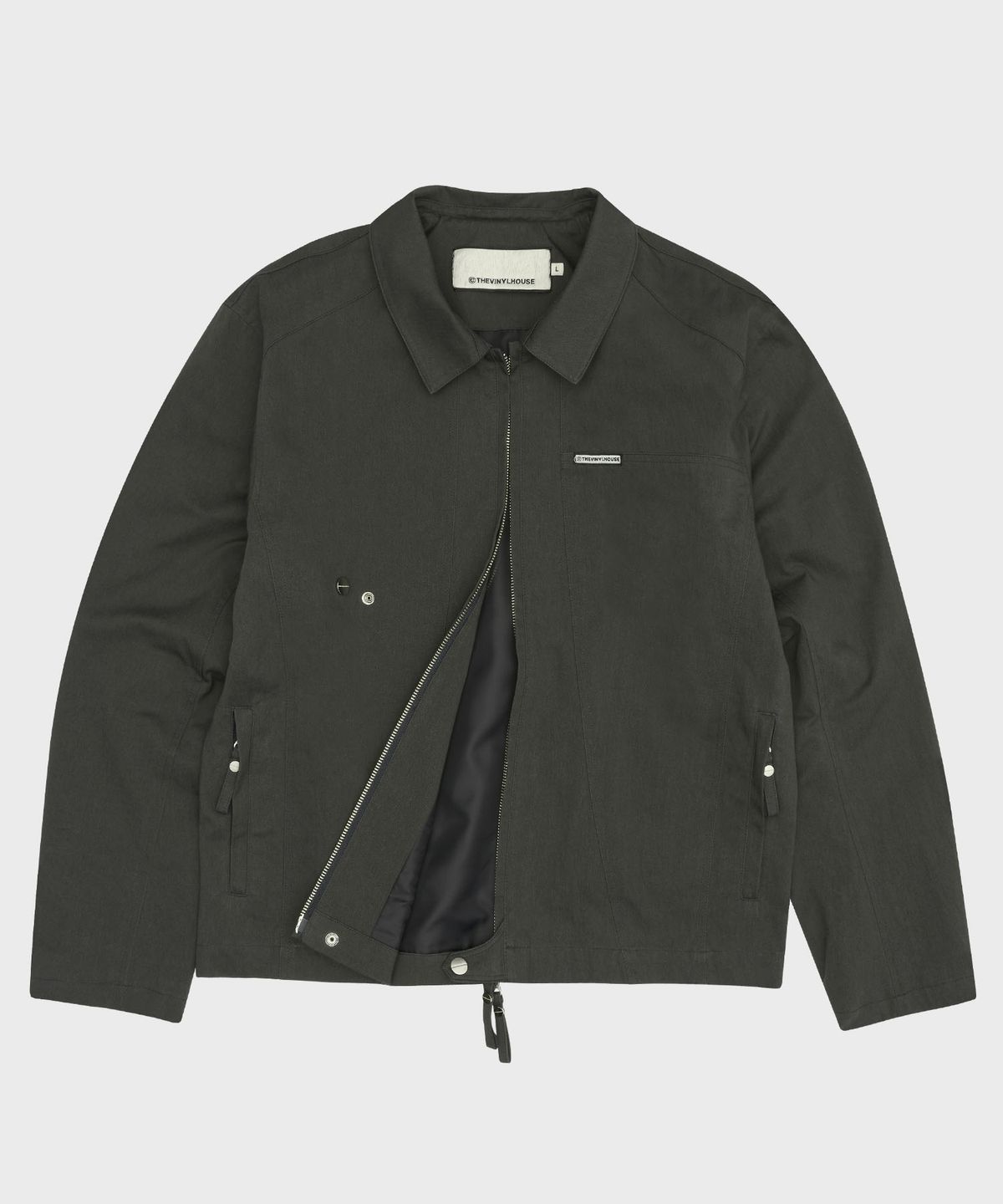 더바이닐하우스(THEVINYLHOUSE) 2WAY ZIP SINGLE JACKET CHARCOAL (VH2ESUJ242A)